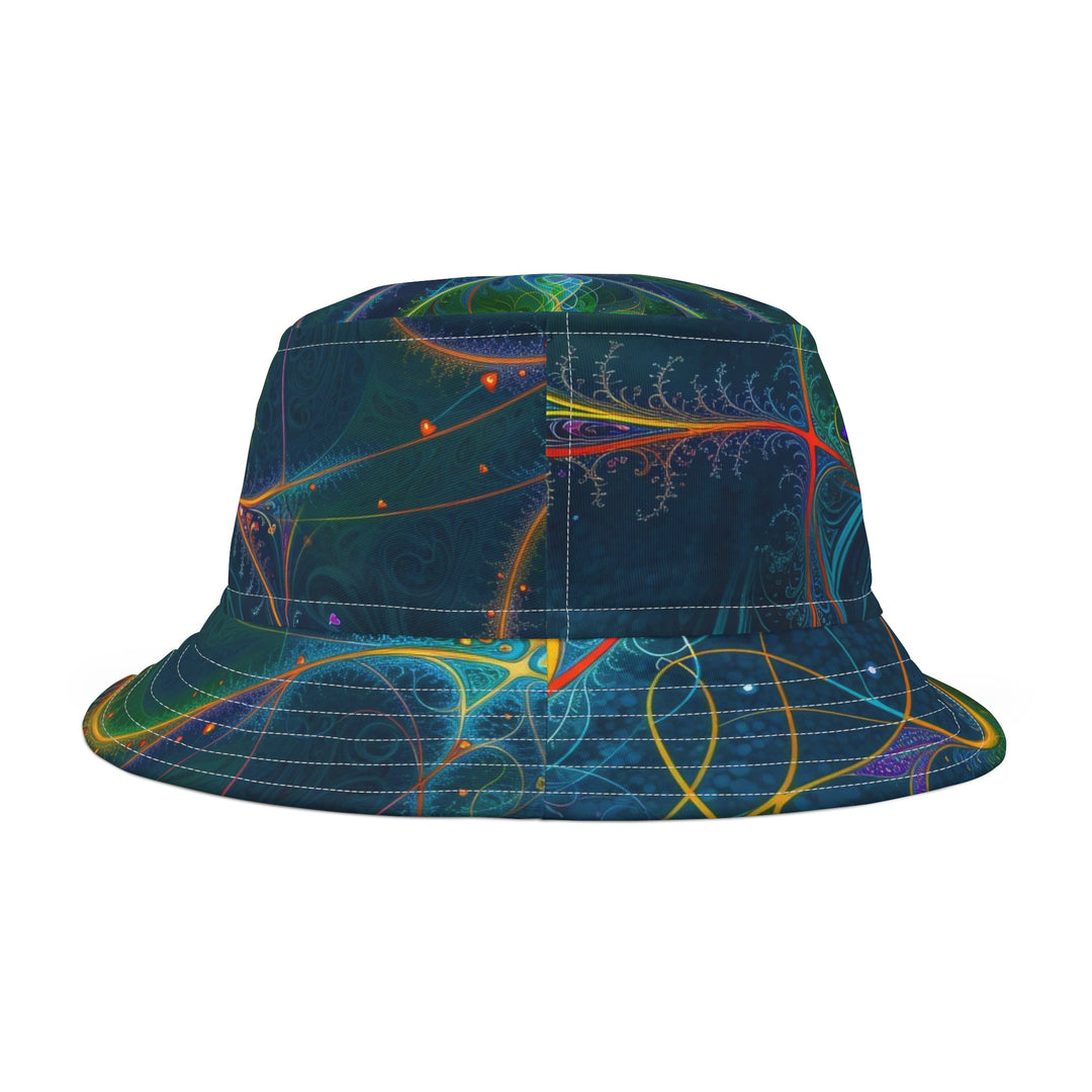 Vibrant Ethereal Swirls - Bucket Hat - Hats - g(0D·IO) - Large - White stitching -