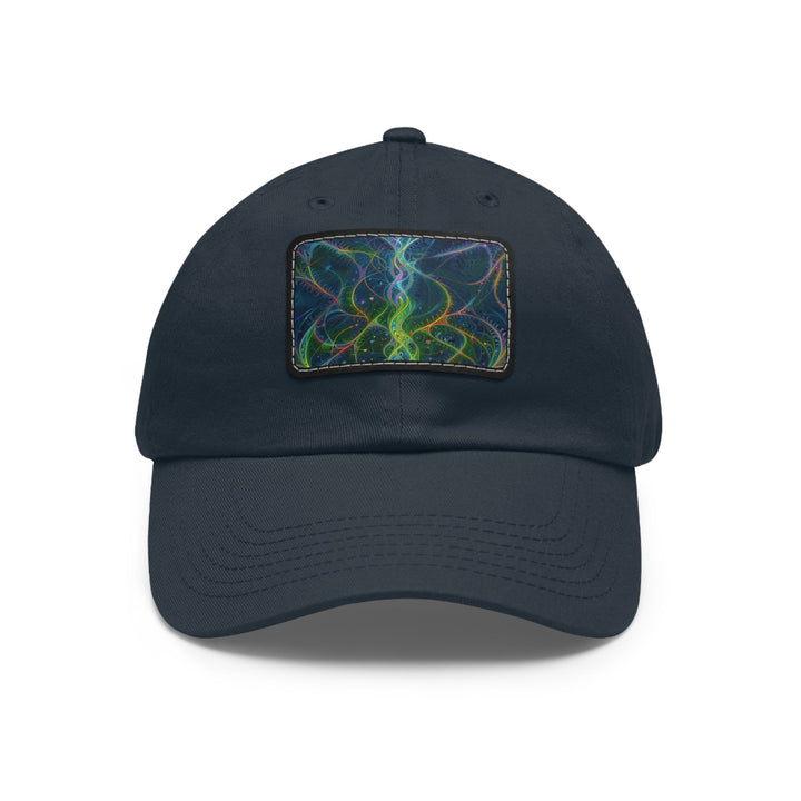 Vibrant Ethereal Swirls - Dad Hat - Hats - g(0D·IO) - Navy / Black patch - Rectangle - One size