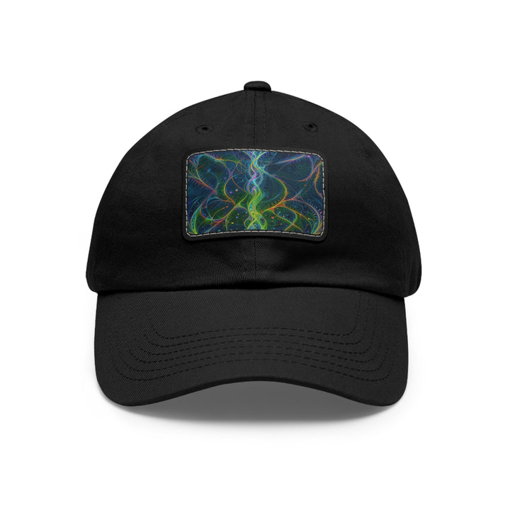 Vibrant Ethereal Swirls - Dad Hat - Hats - g(0D·IO) - Black / Black patch - Rectangle - One size