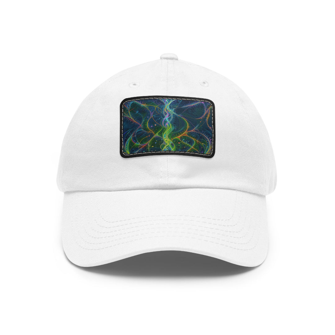 Vibrant Ethereal Swirls - Dad Hat - Hats - g(0D·IO) - White / Black patch - Rectangle - One size