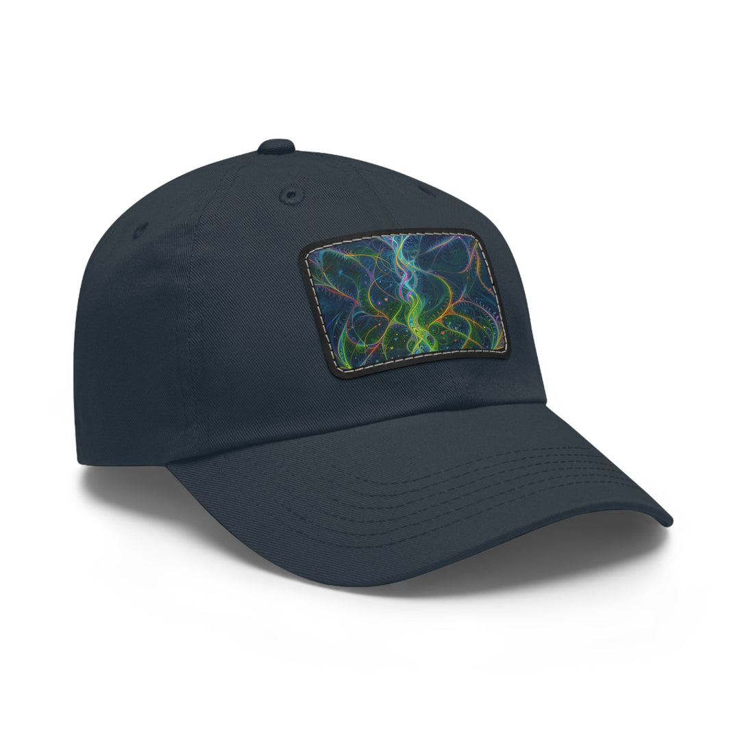 Vibrant Ethereal Swirls - Dad Hat - Hats - g(0D·IO) - White / Black patch - Rectangle - One size