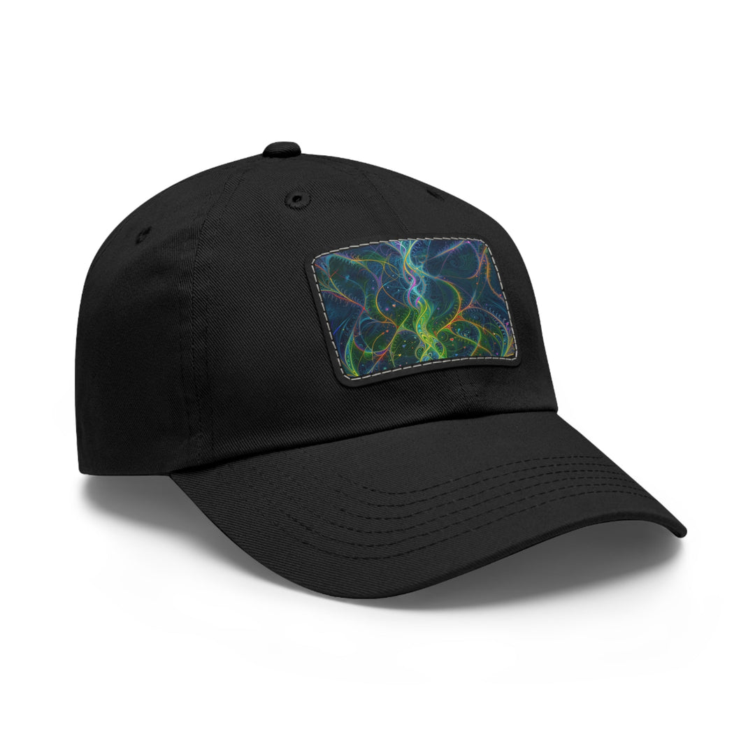 Vibrant Ethereal Swirls - Dad Hat - Hats - g(0D·IO) - White / Black patch - Rectangle - One size