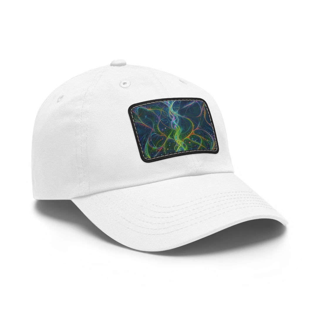 Vibrant Ethereal Swirls - Dad Hat - Hats - g(0D·IO) - White / Black patch - Rectangle - One size