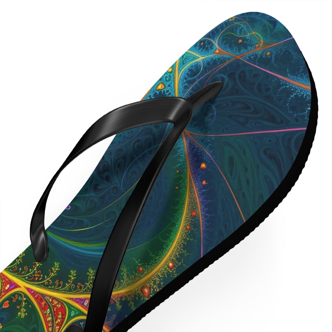 Vibrant Ethereal Swirls - Flip Flops - Shoes - g(0D·IO) - XL - Black sole -