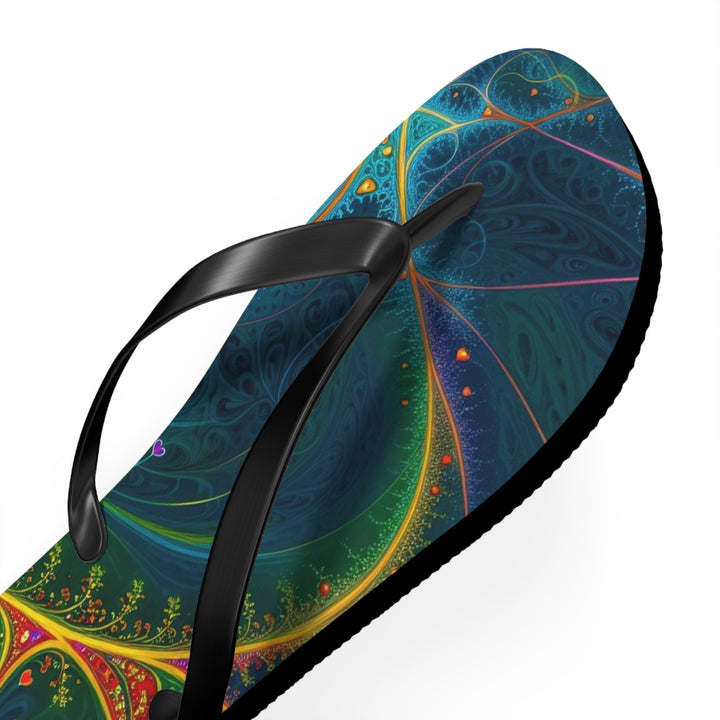 Vibrant Ethereal Swirls - Flip Flops - Shoes - g(0D·IO) - XL - Black sole -