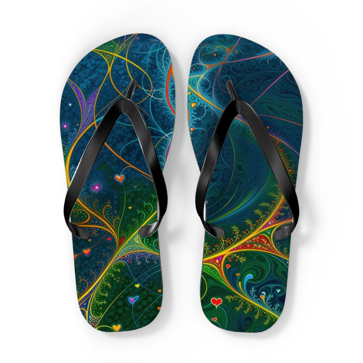 Vibrant Ethereal Swirls - Flip Flops - Shoes - g(0D·IO) - XL - Black sole -