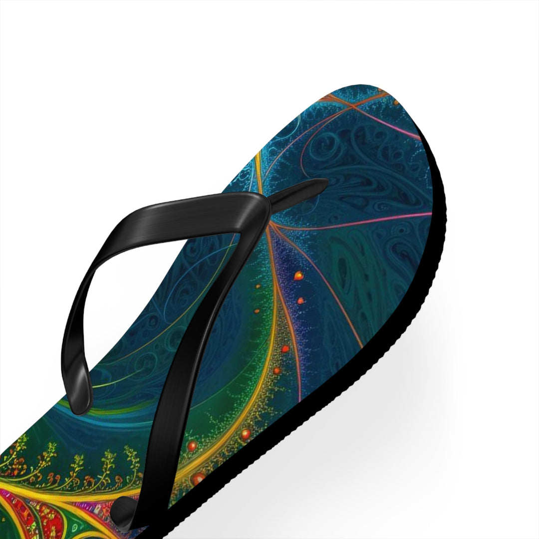 Vibrant Ethereal Swirls - Flip Flops - Shoes - g(0D·IO) - XL - Black sole -