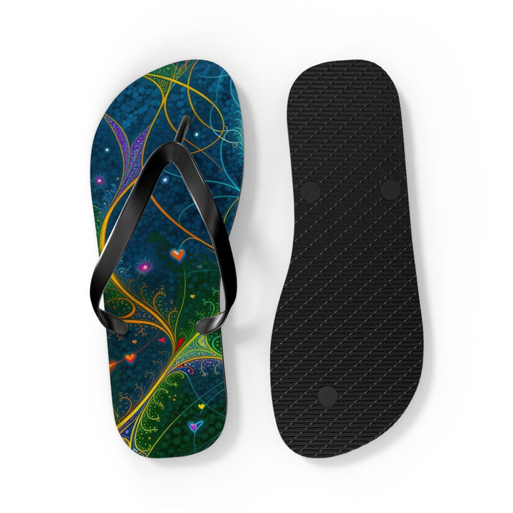 Vibrant Ethereal Swirls - Flip Flops - Shoes - g(0D·IO) - XL - Black sole -