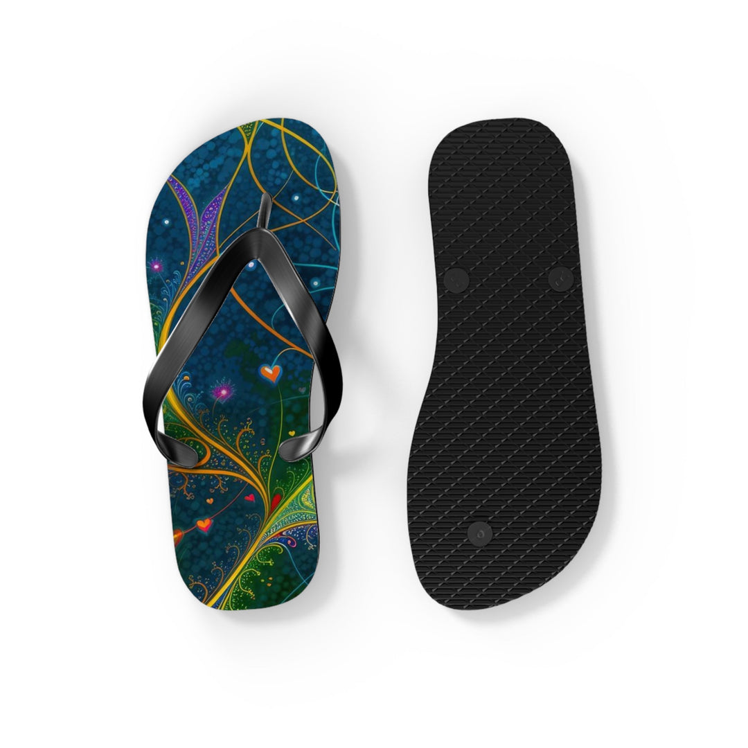 Vibrant Ethereal Swirls - Flip Flops - Shoes - g(0D·IO) - XL - Black sole -