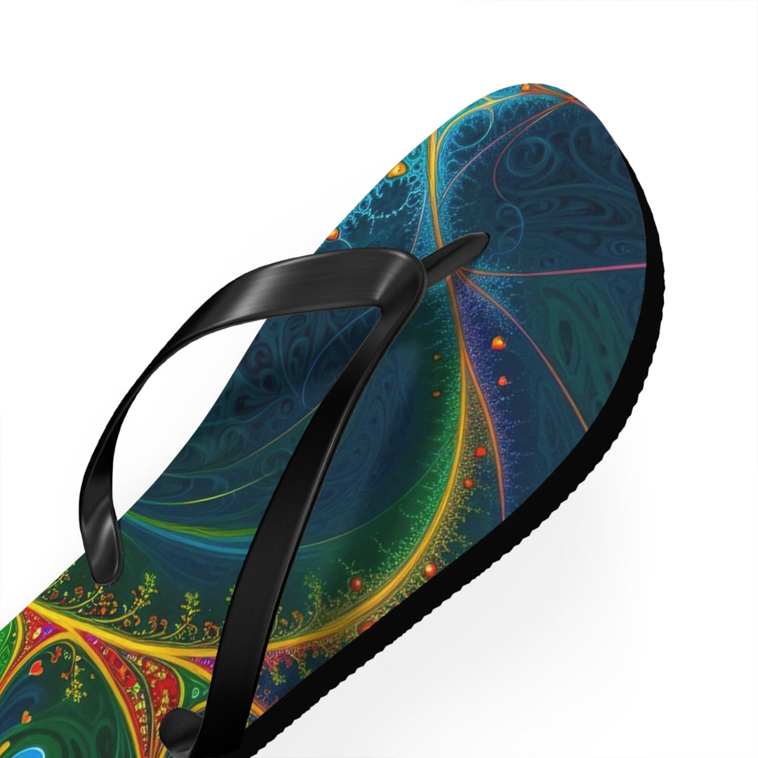 Vibrant Ethereal Swirls - Flip Flops - Shoes - g(0D·IO) - XL - Black sole -