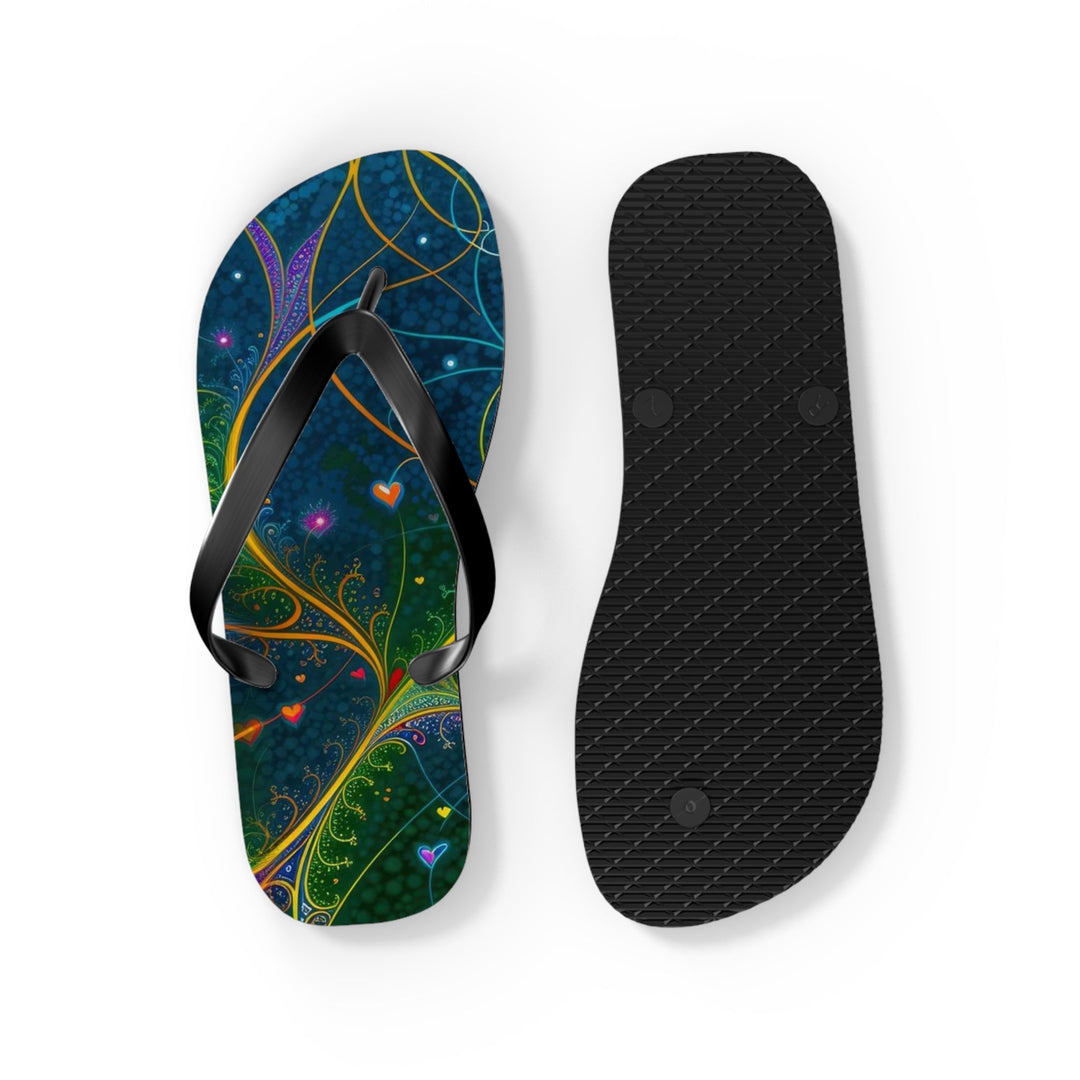 Vibrant Ethereal Swirls - Flip Flops - Shoes - g(0D·IO) - XL - Black sole -