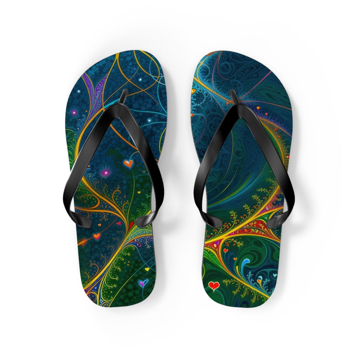 Vibrant Ethereal Swirls - Flip Flops - Shoes - g(0D·IO) - M - Black sole -