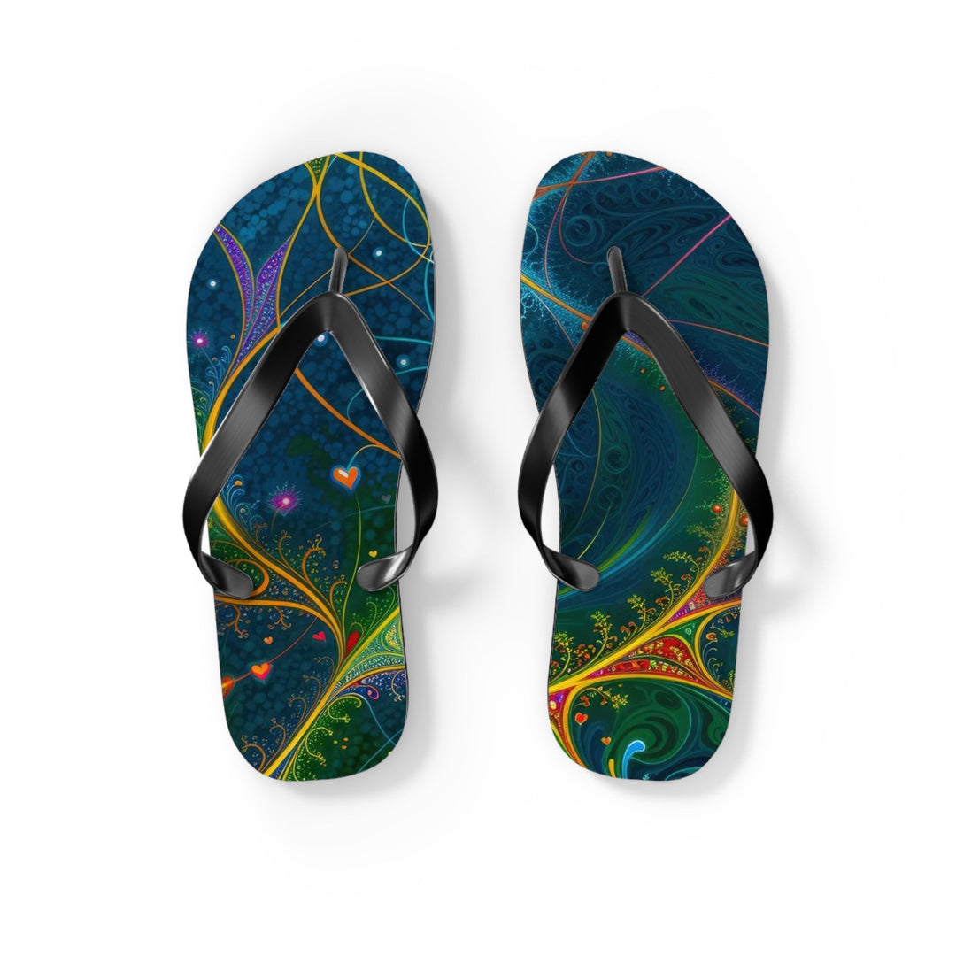 Vibrant Ethereal Swirls - Flip Flops - Shoes - g(0D·IO) - S - Black sole -