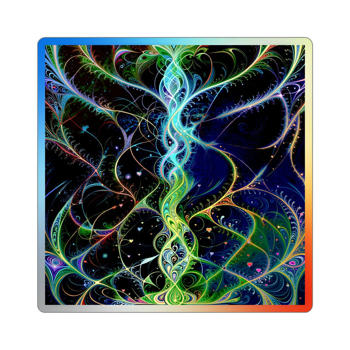 Vibrant Ethereal Swirls - Holographic Die-Cut Sticker - Paper products - g(0D·IO) - 3" × 3" - Die-Cut - Holographic