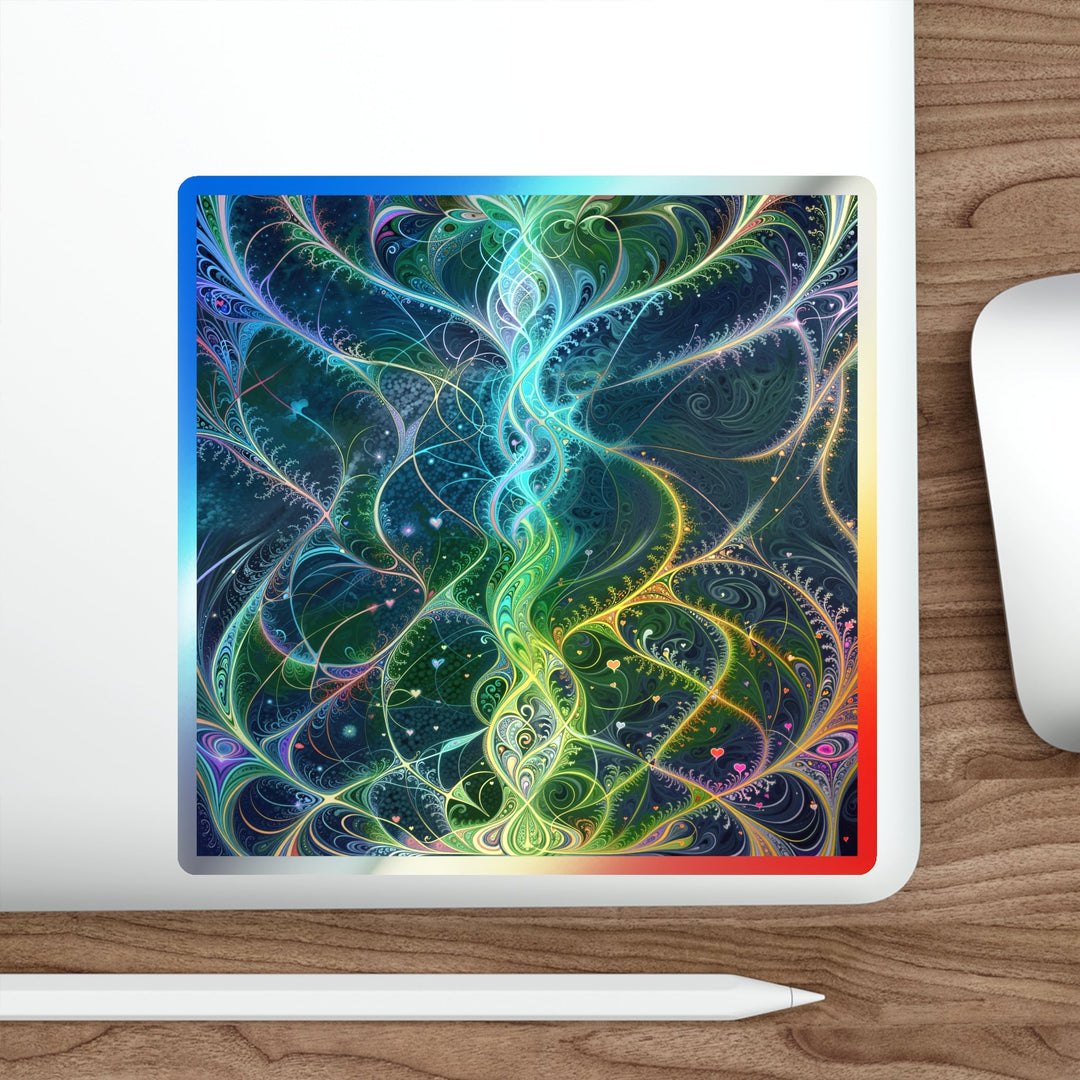 Vibrant Ethereal Swirls - Holographic Die-Cut Sticker - Paper products - g(0D·IO) - 5" × 5" - Die-Cut - Holographic