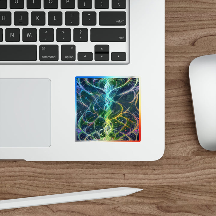 Vibrant Ethereal Swirls - Holographic Die-Cut Sticker - Paper products - g(0D·IO) - 5" × 5" - Die-Cut - Holographic