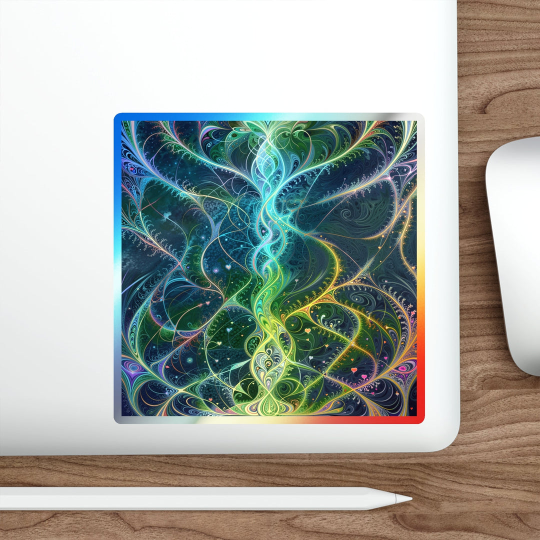 Vibrant Ethereal Swirls - Holographic Die-Cut Sticker - Paper products - g(0D·IO) - 5" × 5" - Die-Cut - Holographic