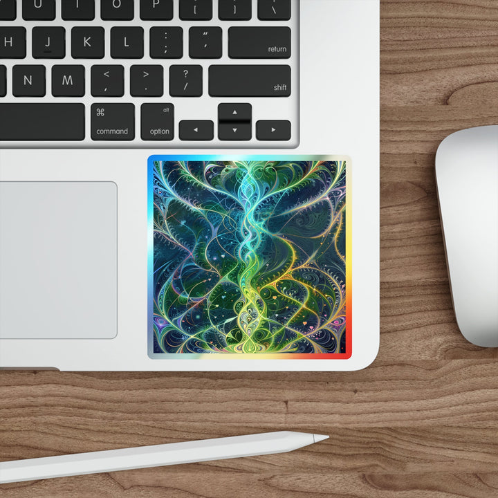 Vibrant Ethereal Swirls - Holographic Die-Cut Sticker - Paper products - g(0D·IO) - 5" × 5" - Die-Cut - Holographic