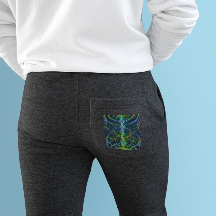 Vibrant Ethereal Swirls - Premium Fleece Joggers - Trousers - g(0D·IO) - Charcoal Heather - M -