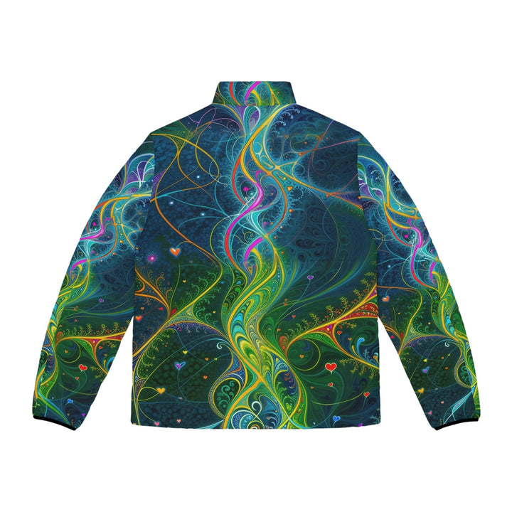 Vibrant Ethereal Swirls - Puffer Jacket - All Over Prints - g(0D·IO) - S - Black zipper -