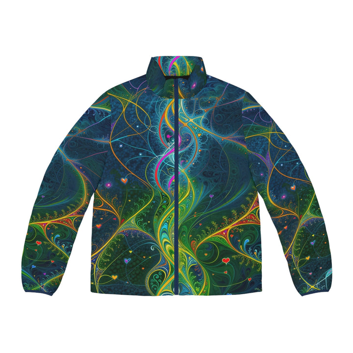 Vibrant Ethereal Swirls - Puffer Jacket - All Over Prints - g(0D·IO) - S - Dark blue zipper -