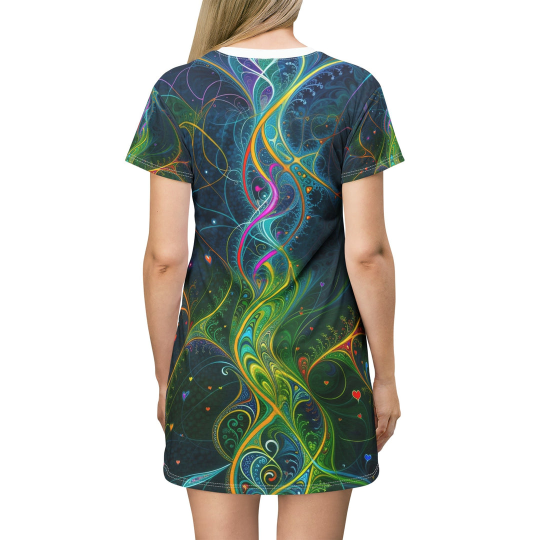 Vibrant Ethereal Swirls - T-Shirt Dress - All Over Prints - g(0D·IO) - XS - -