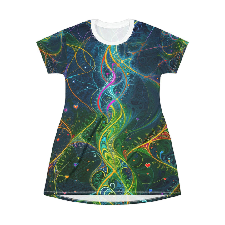 Vibrant Ethereal Swirls - T-Shirt Dress - All Over Prints - g(0D·IO) - XS - -