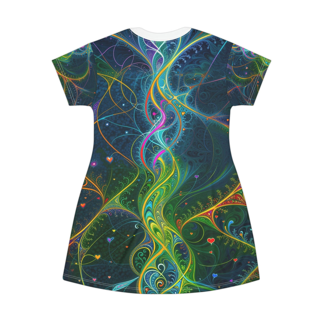 Vibrant Ethereal Swirls - T-Shirt Dress - All Over Prints - g(0D·IO) - XS - -