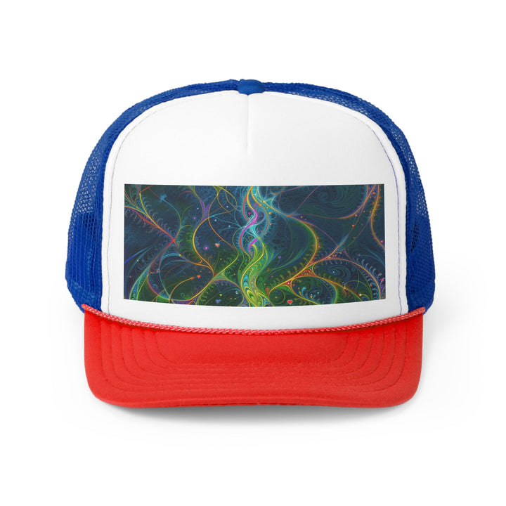 Vibrant Ethereal Swirls - Trucker Hat - Hats - g(0D·IO) - Blue/Red - One size -