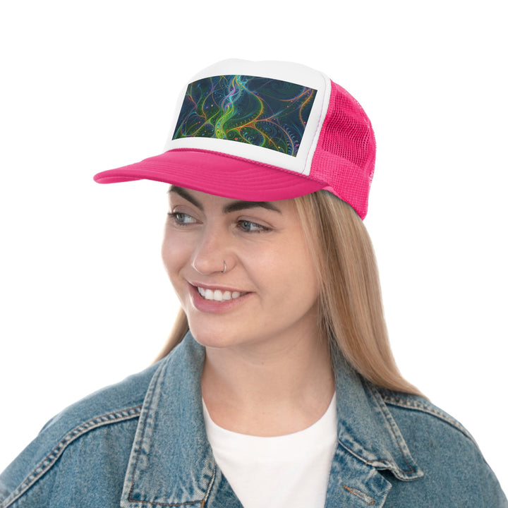 Vibrant Ethereal Swirls - Trucker Hat - Hats - g(0D·IO) - Pink - One size -