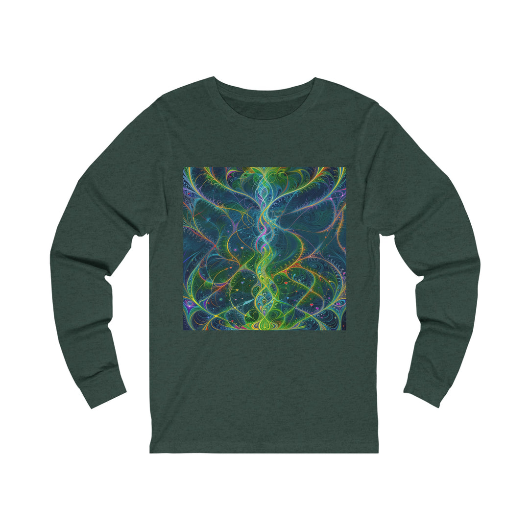 Vibrant Ethereal Swirls - Unisex Jersey Long Sleeve Tee - Long-sleeve - g(0D·IO) - S - Heather Forest -