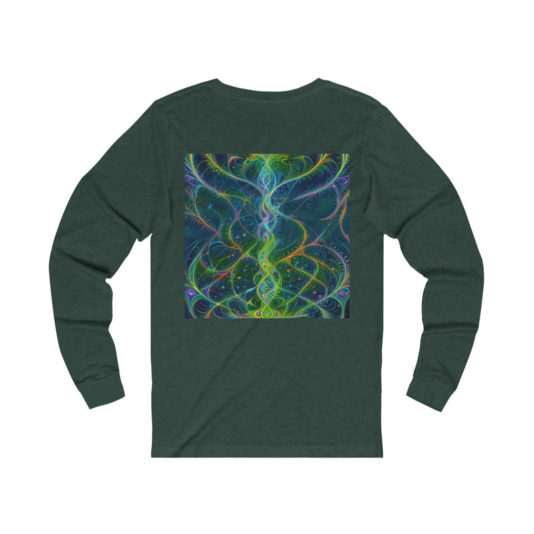 Vibrant Ethereal Swirls - Unisex Jersey Long Sleeve Tee - Long-sleeve - g(0D·IO) - S - Heather Forest -