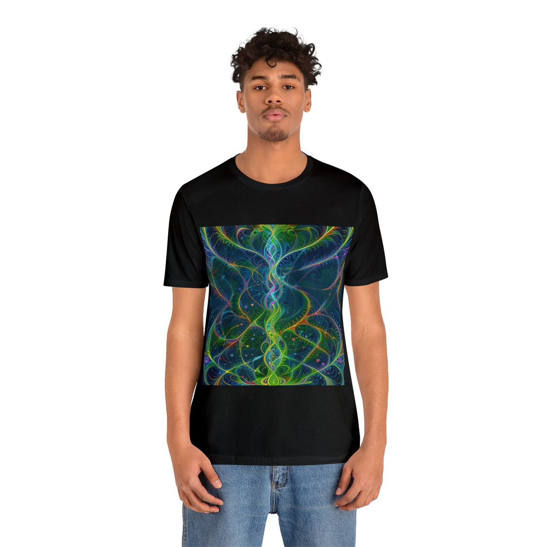 Vibrant Ethereal Swirls - Unisex Jersey Short Sleeve Tee - T-Shirt - g(0D·IO) - Black - S -