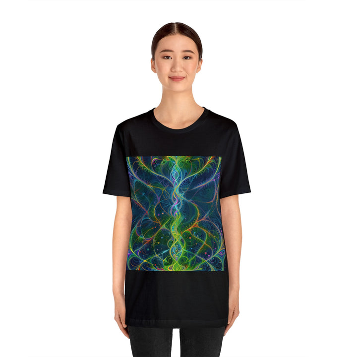 Vibrant Ethereal Swirls - Unisex Jersey Short Sleeve Tee - T-Shirt - g(0D·IO) - Black - S -