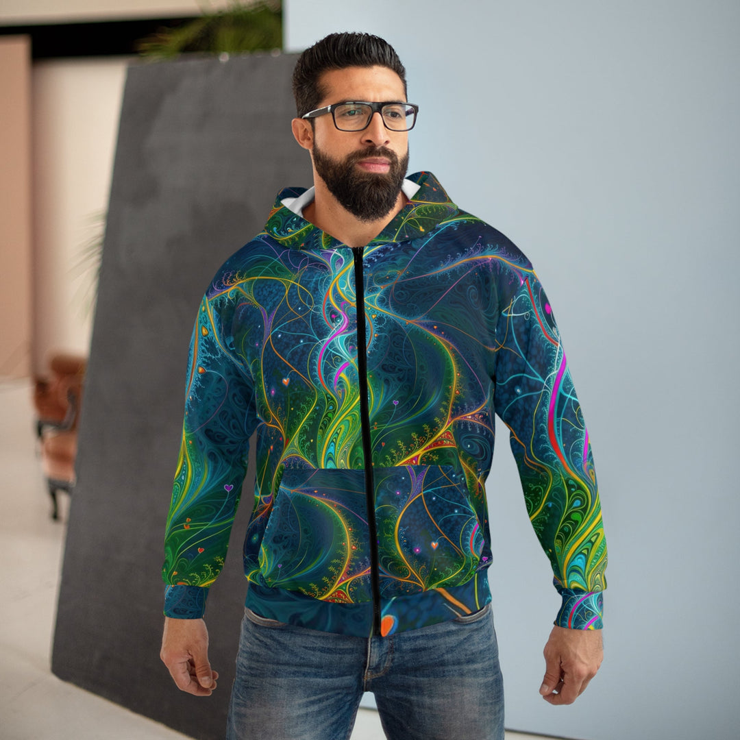 Vibrant Ethereal Swirls - Unisex Zip Hoodie - All Over Prints - g(0D·IO) - XS - -