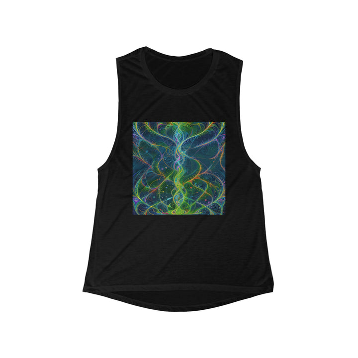 Vibrant Ethereal Swirls - Women's Flowy Scoop Muscle Tank - Tank Top - g(0D·IO) - S - Black -