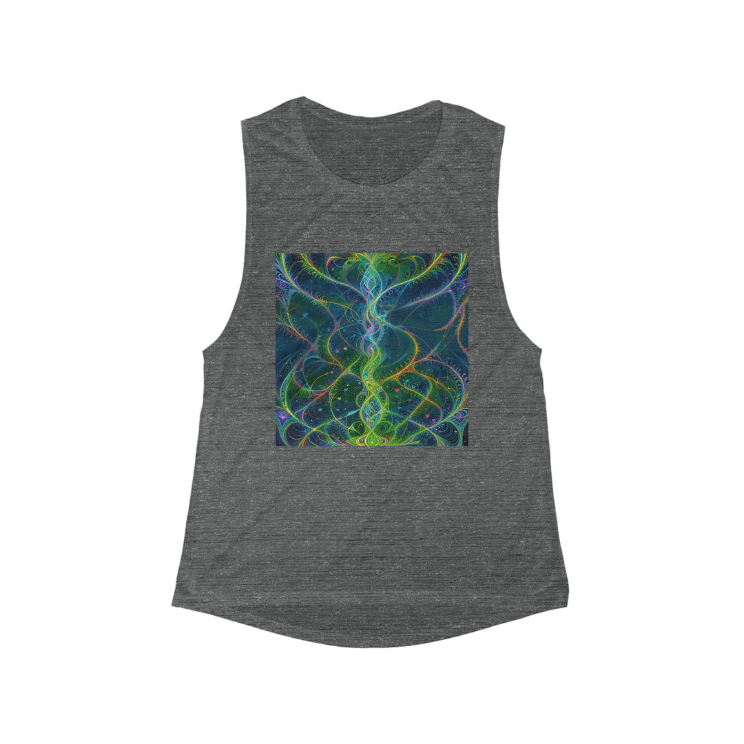 Vibrant Ethereal Swirls - Women's Flowy Scoop Muscle Tank - Tank Top - g(0D·IO) - S - Asphalt Slub -