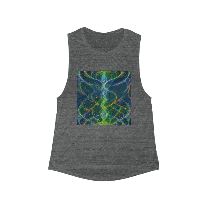 Vibrant Ethereal Swirls - Women's Flowy Scoop Muscle Tank - Tank Top - g(0D·IO) - S - Asphalt Slub -