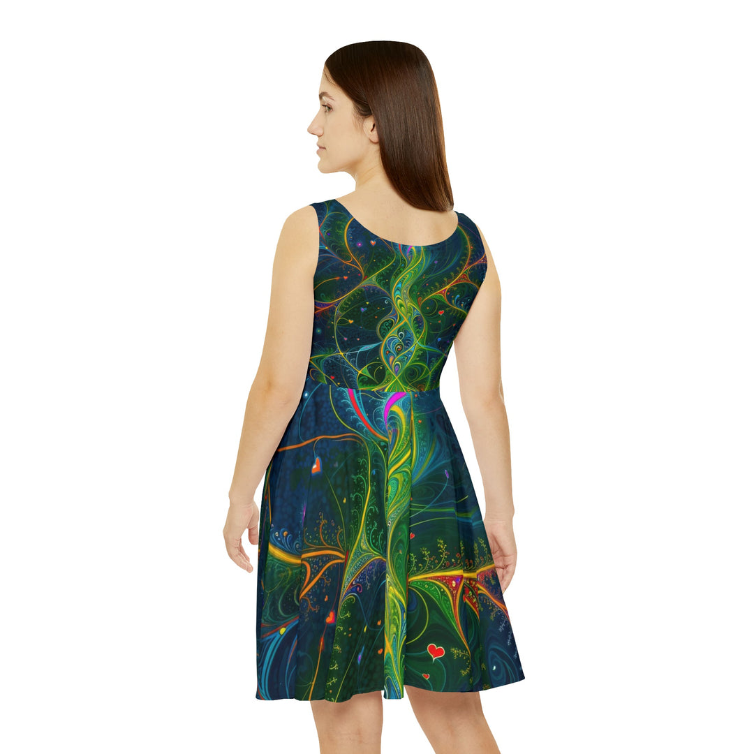 Vibrant Ethereal Swirls - Women's Skater Dress - All Over Prints - g(0D·IO) - L - -