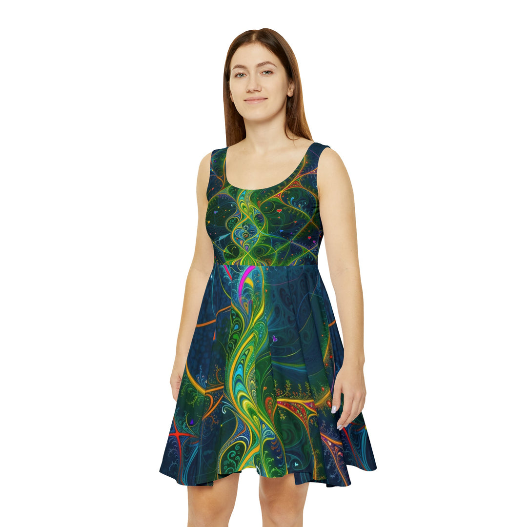 Vibrant Ethereal Swirls - Women's Skater Dress - All Over Prints - g(0D·IO) - L - -