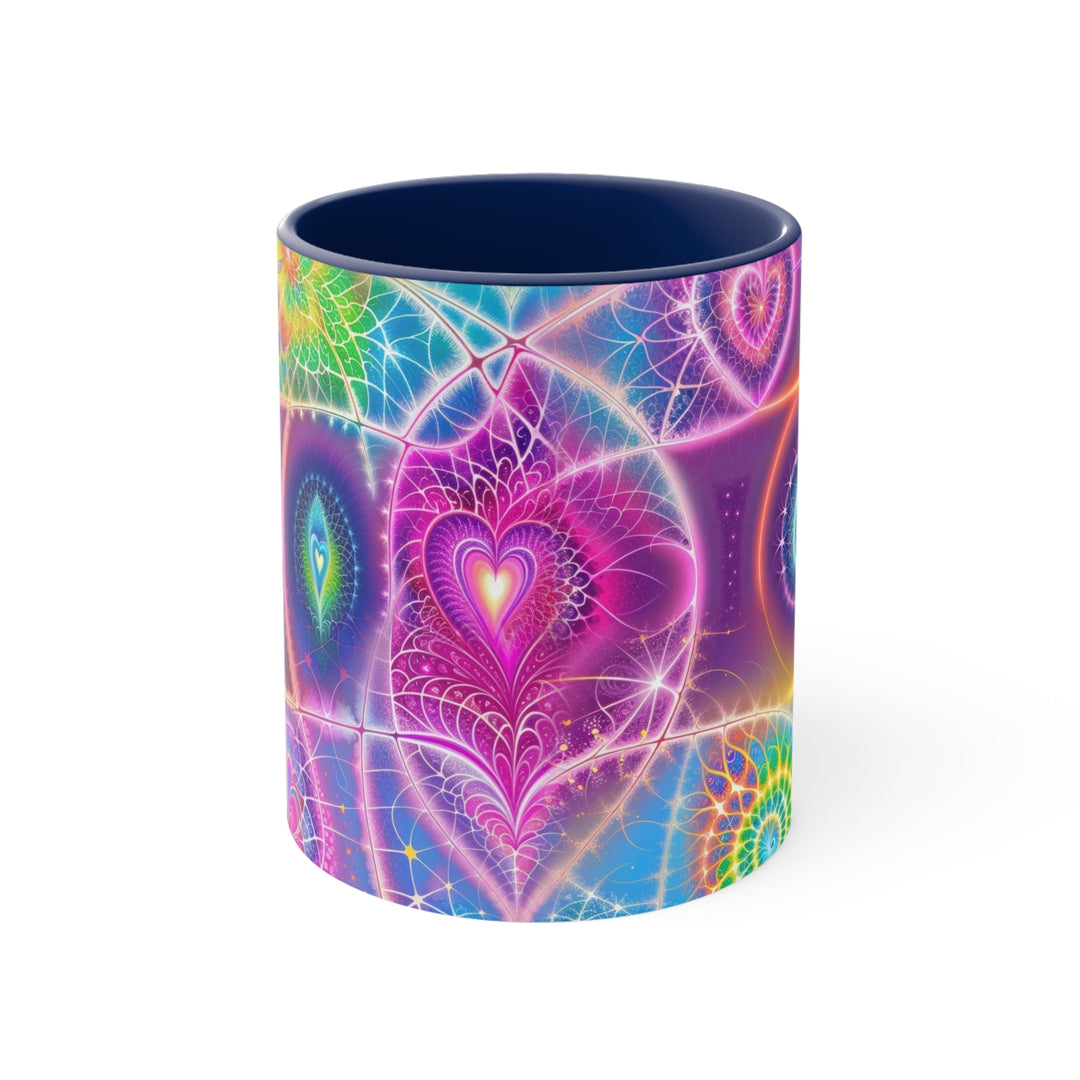 Vibrant Ethereal Symmetry - Accent Coffee Mug - Mug - g(0D·IO) - Navy - 11oz -