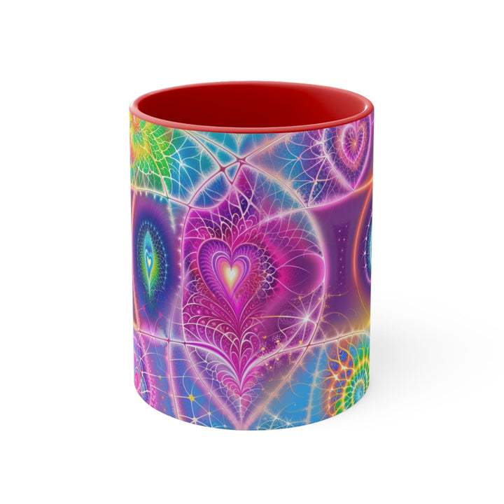 Vibrant Ethereal Symmetry - Accent Coffee Mug - Mug - g(0D·IO) - Red - 11oz -