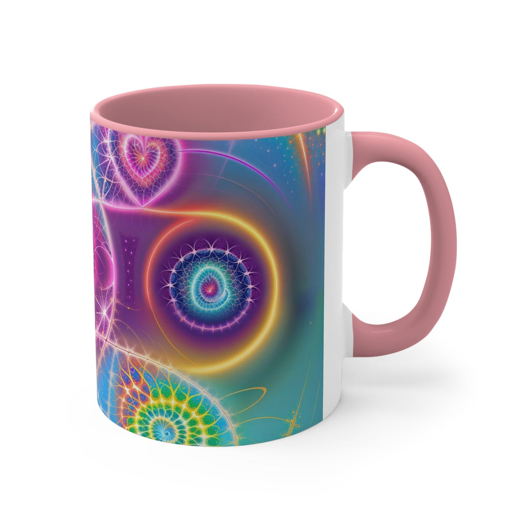 Vibrant Ethereal Symmetry - Accent Coffee Mug - Mug - g(0D·IO) - Pink - 11oz -