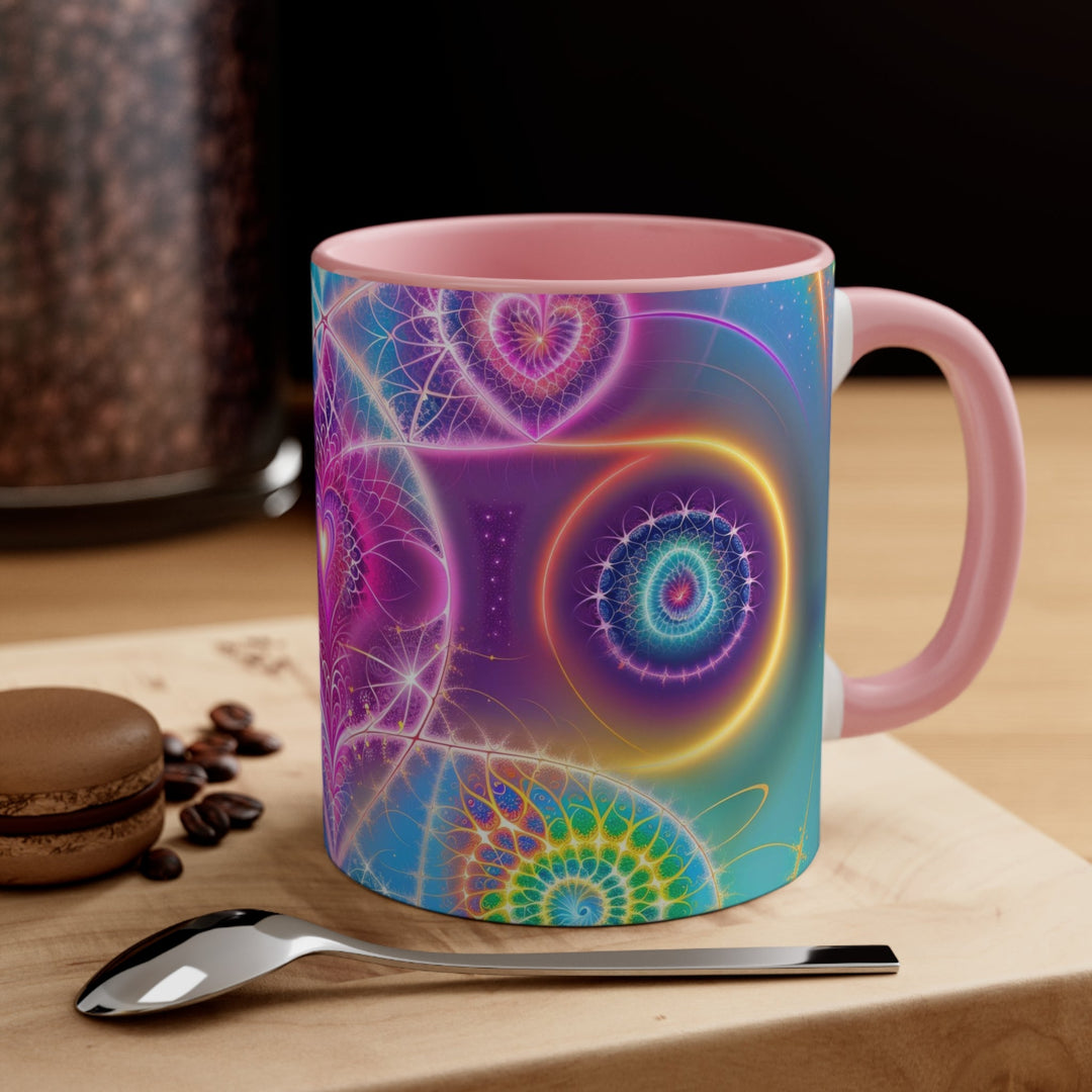 Vibrant Ethereal Symmetry - Accent Coffee Mug - Mug - g(0D·IO) - Pink - 11oz -