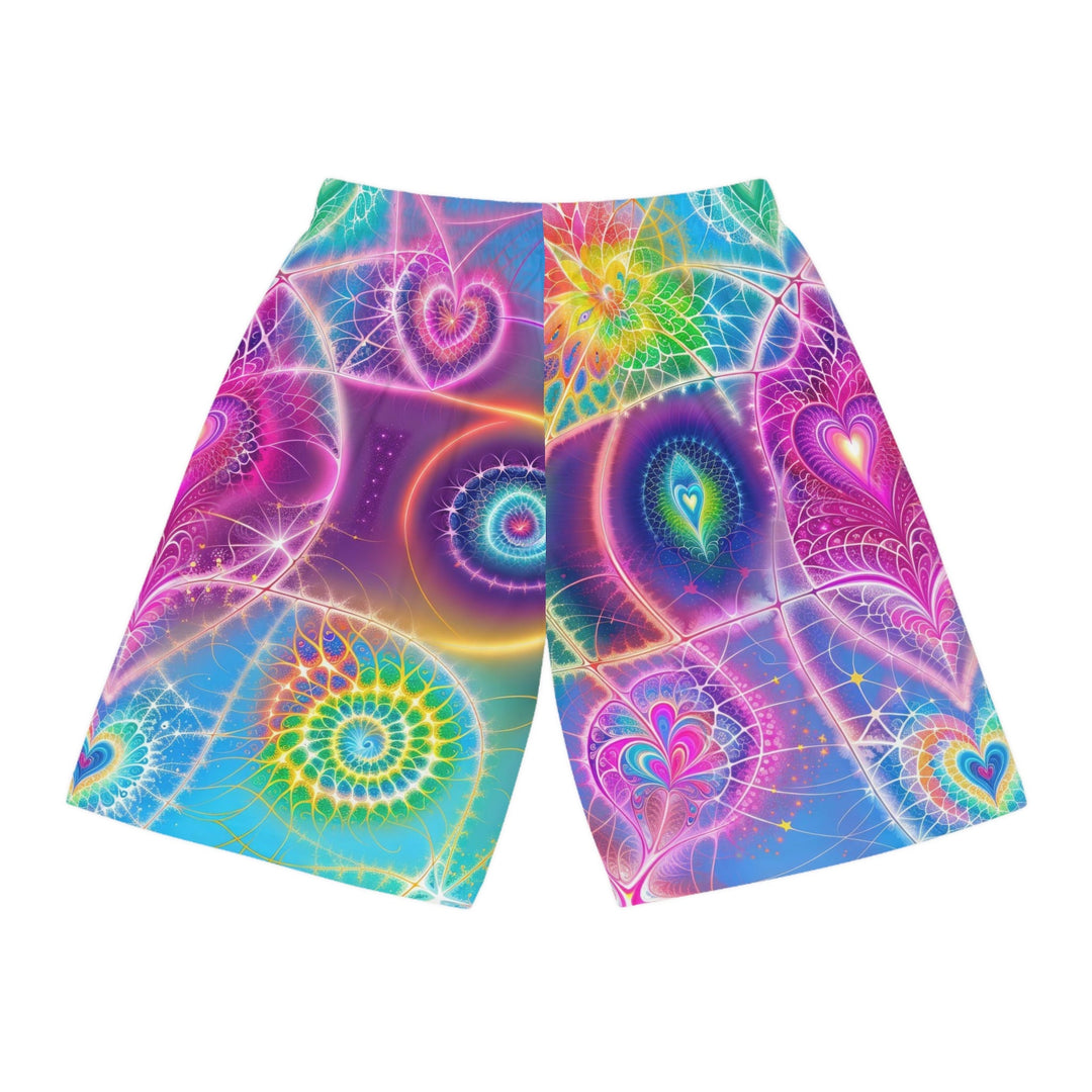 Vibrant Ethereal Symmetry - AOP Basketball Shorts - All Over Prints - g(0D·IO) - Seam thread color automatically matched to design - S -