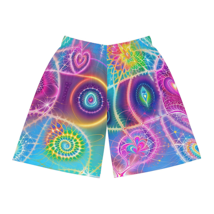 Vibrant Ethereal Symmetry - AOP Basketball Shorts - All Over Prints - g(0D·IO) - Seam thread color automatically matched to design - S -