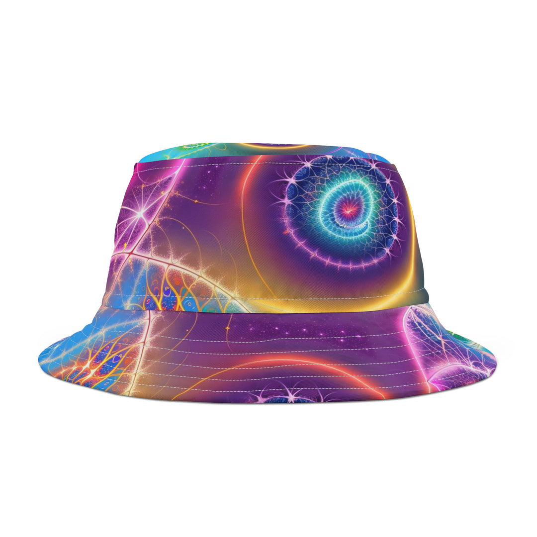 Vibrant Ethereal Symmetry - Bucket Hat - Hats - g(0D·IO) - Large - White stitching -