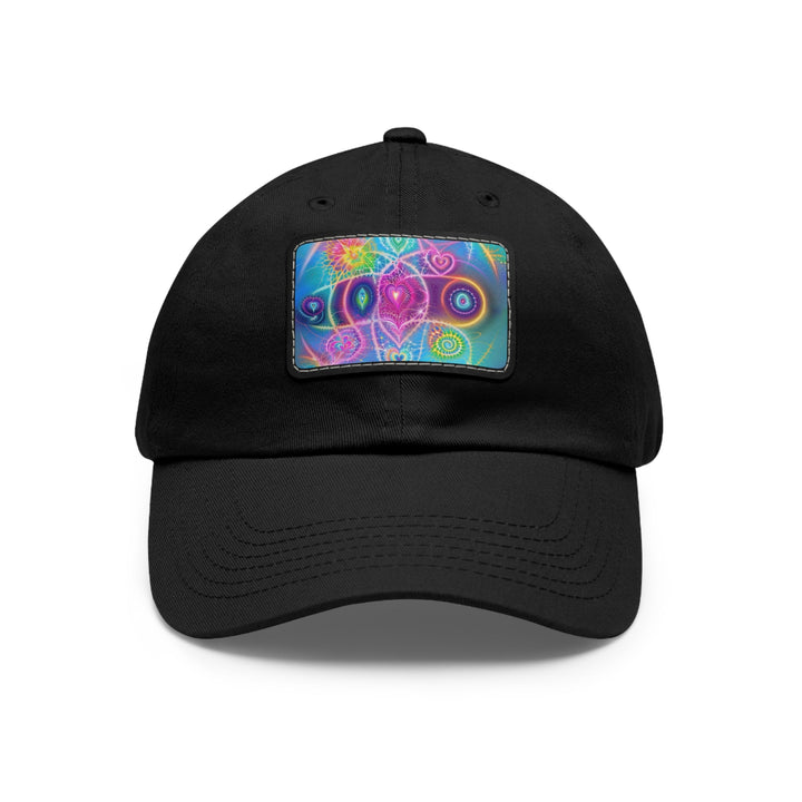 Vibrant Ethereal Symmetry - Dad Hat - Hats - g(0D·IO) - Black / Black patch - Rectangle - One size