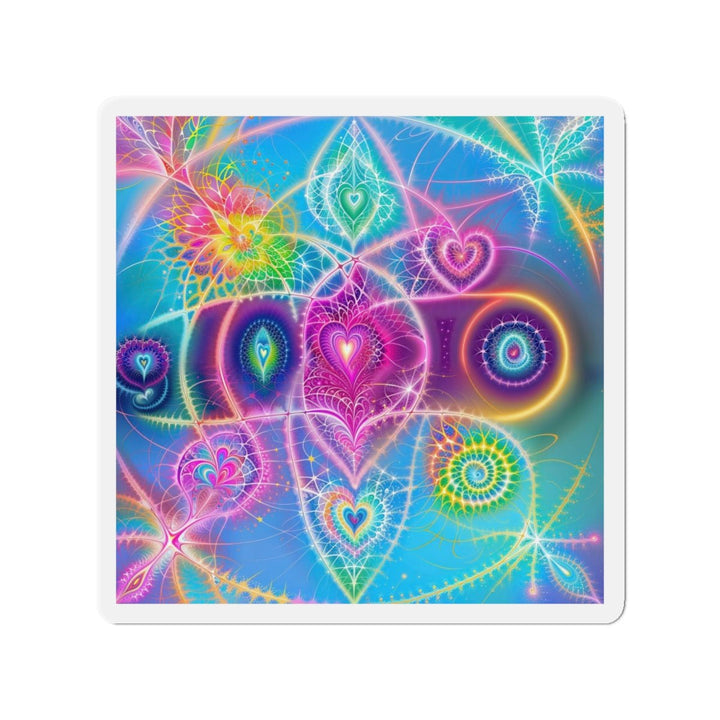 Vibrant Ethereal Symmetry - Die-cut Magnet - Home Decor - g(0D·IO) - 4" x 4" - Die-Cut - 1 pc