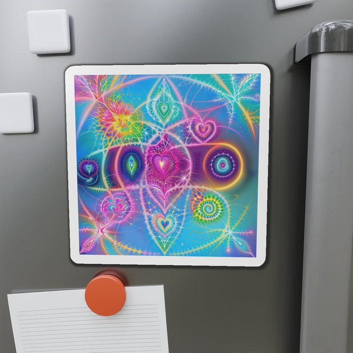 Vibrant Ethereal Symmetry - Die-cut Magnet - Home Decor - g(0D·IO) - 6 × 6" - Die-Cut - 1 pc